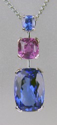 Tanzanite & sapphire pendant in 18ct white gold