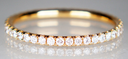 Full set diamond eternity ring in 18ct rose gold - Top quality diamond set eternity ring set with 0.40ct of G colour VS clarity diamonds in 18ct rose gold. This ring is size M and cannot be resized. This ring is included in our 20th anniversary sale and now costs the amazingly low price of £422.50