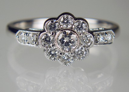 0.70ct diamond cluster ring - 0.70ct total diamond weight cluster ring. Set with G colour VS clarity diamonds in 18ct white gold with an 18ct white gold shank.