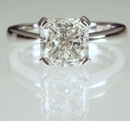 Radiant diamond solitaire ring - 2.01ct radiant cut diamond GIA cert F colour VS1 clarity, set in platinum