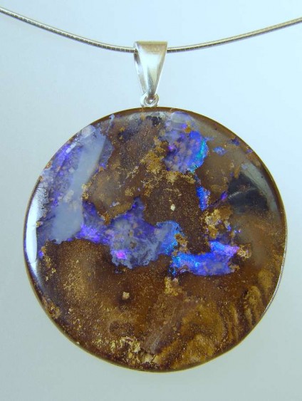 Boulder opal pendant - 70.29ct Queensland boulder opal pendant with silver bail 35 x 35mm