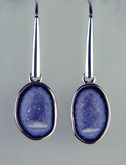 Agate Geode Earrings - Agate geode earrings in silver