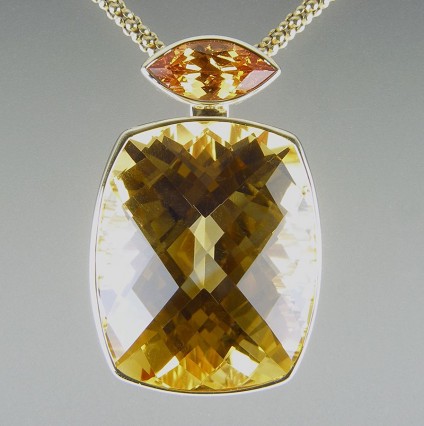 Citrine & Mandarin Garnet Pendant - Citrine and mandarin garnet pendant in 9ct yellow gold.
