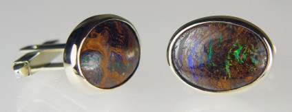 Boulder opal cufflinks - Boulder opal cufflinks in 9ct white gold