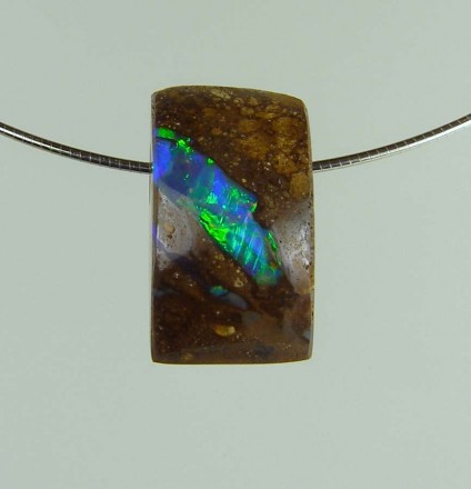 Boulder opal pendant - 15.63ct boulder opal bead 1.8 x 1.0 cm