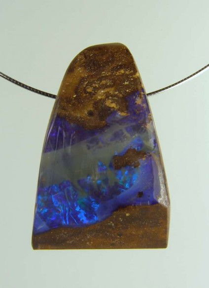 Boulder opal pendant - 86.94ct boulder opal bead 3.7 x 2.3cm