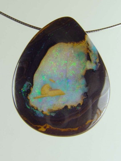 Boulder opal pendant - 68.26ct boulder opal bead 3.8 x 2.7cm