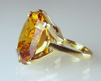 Citrine ring - 28.23ct fancy cut citrine (supplied by Ivan Williamson of Hascosay Gems) set as a ring in 18ct yellow gold