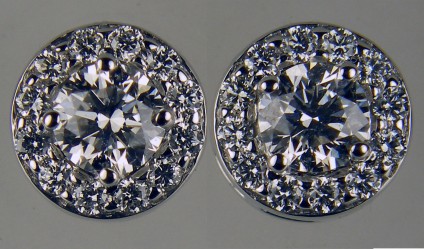 0.75ct diamond cluster earrings in 18ct white gold - G/VS grade diamonds in 18ct white gold cluster earstuds