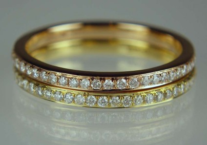 Diamond Eternity Rings - 0.5ct diamonds on each eternity ring band in 18ct rose and yellow gold