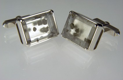 Pyrite included quartz cufflinks - Cufflinks with quartz included with pyrite mounted in silver.