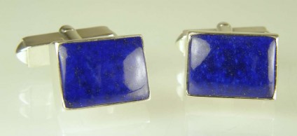 Lapis lazuli cufflinks in silver - 17.88ct Afghan lapis lazuli set as cufflinks in silver