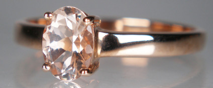 Oval morganite ring in 9ct rose gold - 7x5mm oval morganite weighing 0.63ct, claw set in 9ct rose gold ring