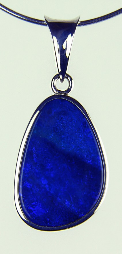 Boulder Opal Pendant - Doublet opal pendant in silver on silver chain