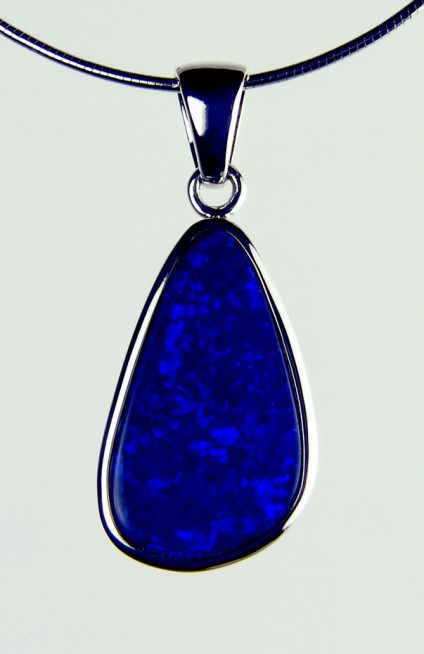 Boulder Opal Pendant -  Opal doublet pendant in silver on silver chain. 1.3X2.2 opal pendant
