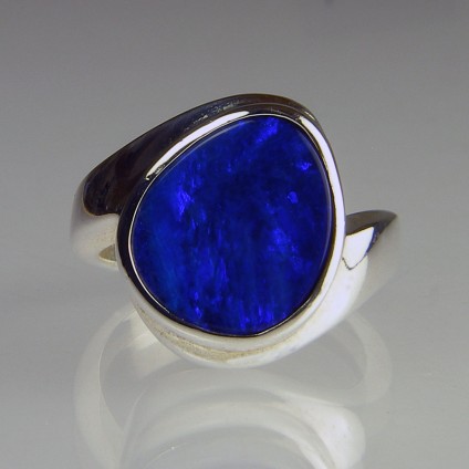 Boulder opal doublet ring - Boulder opal doublet ring in silver