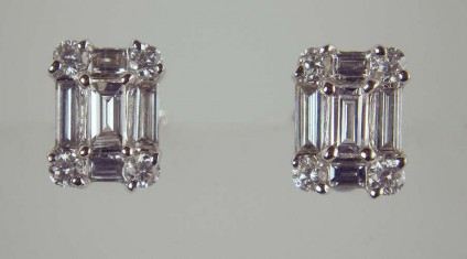 Diamond Earrings - 0.81ct diamond earrings in 18ct white gold