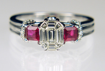 Ruby & diamond ring in 18ct white gold - 0.50ct diamond and 0.50ct ruby ring in 18ct white gold. Size N 1/4