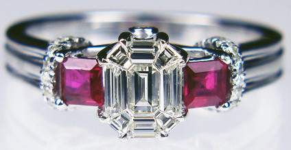 Ruby & diamond ring in 18ct white gold - 0.50ct diamond and 0.50ct ruby ring in 18ct white gold. Size N 1/4. This ring is included in our 20th anniversary sale and is 50% discounted, making it the bargain price of £497.50