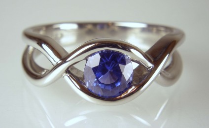 Sapphire ring in palladium - 1.28ct sapphire set in palladium band
