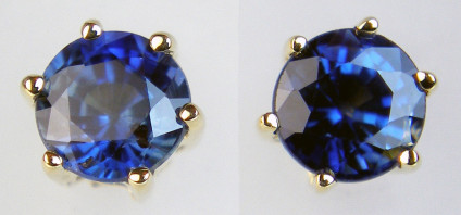 Sapphire earstuds in 9ct yellow gold - Round cut sapphires set in 9ct yellow gold earstuds
