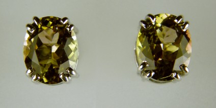 Bicolour Tourmaline Earrings - 3.47ct bicolour tourmaline earrings in 18ct white gold 