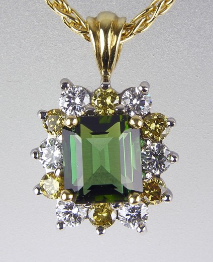 Tourmaline & diamond pendant - 