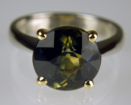 Wattle Sapphire Ring - 5.36ct Wattle sapphire from Australia set in 18ct yellow gold and palladium